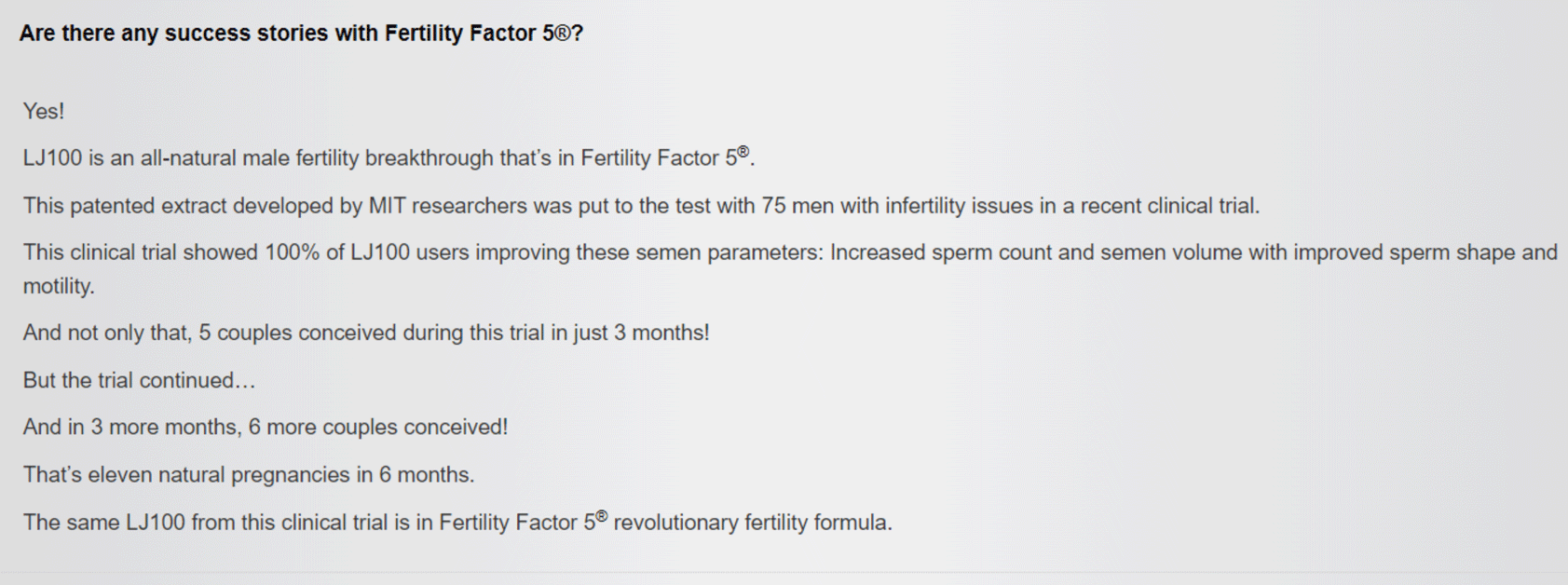 Fertility Factor 5 testimonial